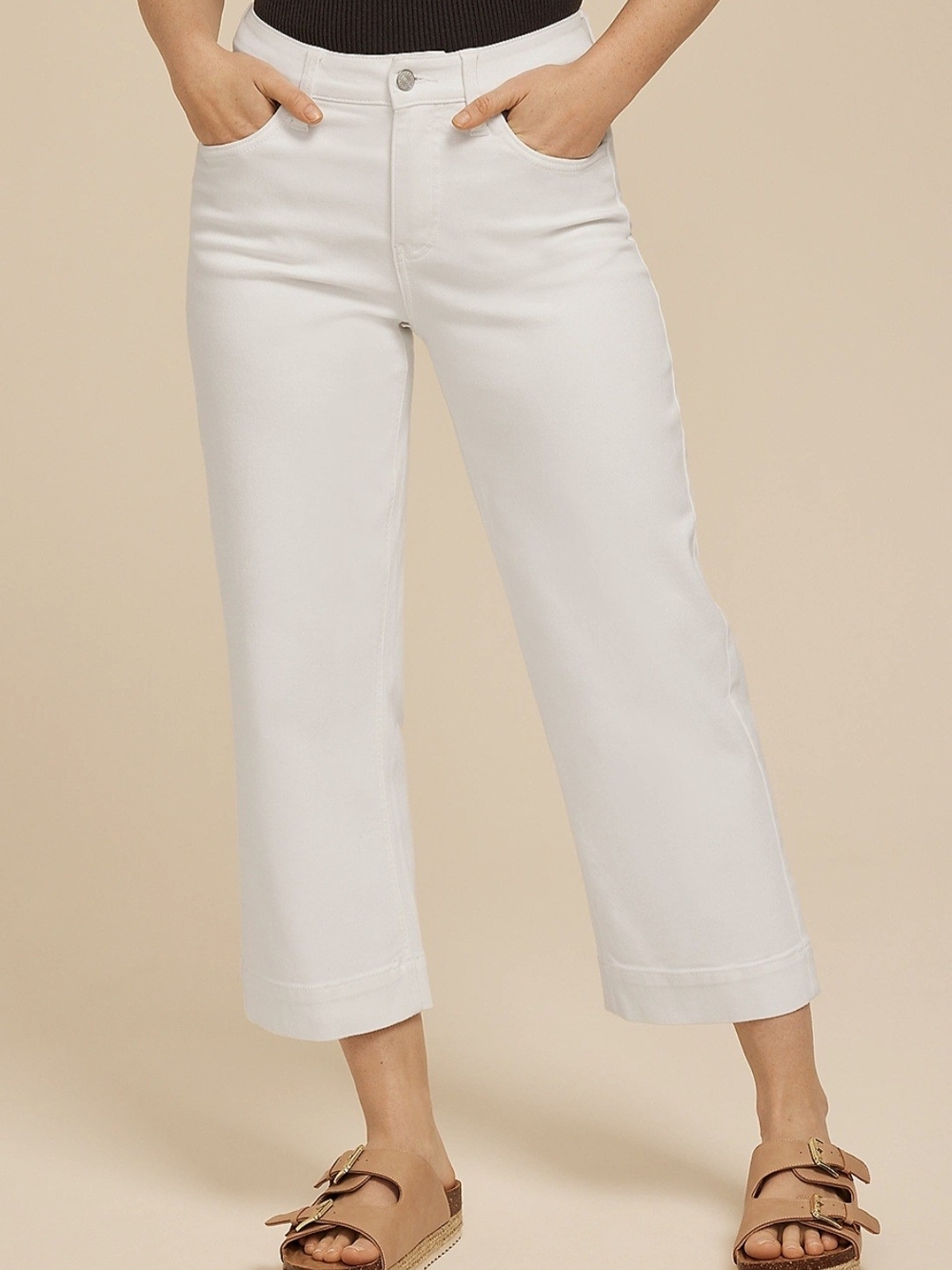 M Brand Maurices Women’s White Cropped Wide-Leg Jeans